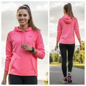 NWOT Under Armour S Pink Heathered Performance Wear Activewear Outdoor Hoodie